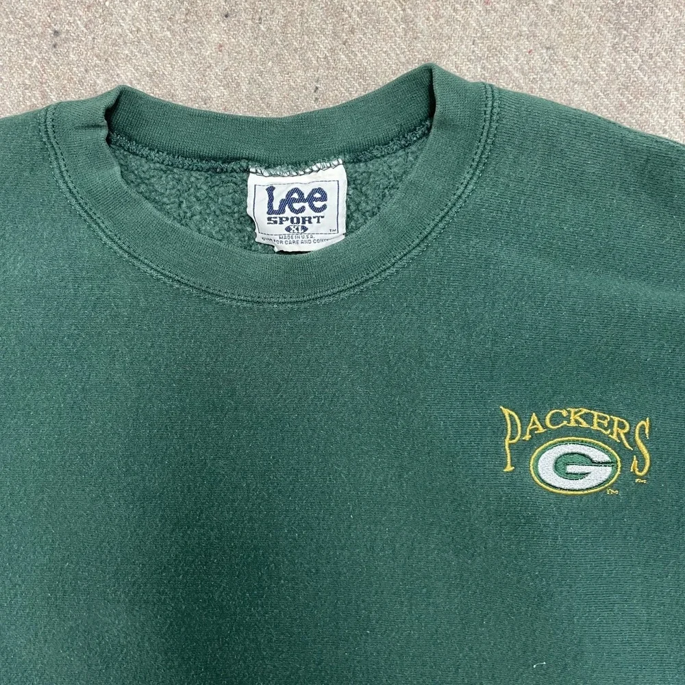 vintage Green Bay Packers sweatshirt mens xl Green 1990s NFL LEE sport - Picture 2 of 9